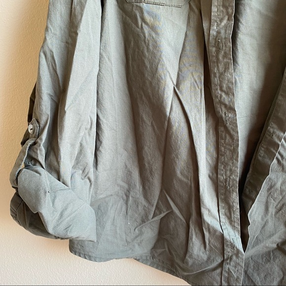 Foxcroft Olive Green Shaped Fit Button-up Shirt Sz 14 - Picture 9 of 15